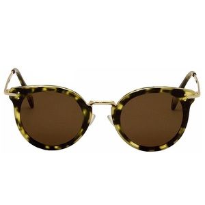 Celine Green Tortoise Round Sunglasses